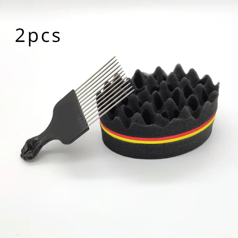 Oval Double Sides Magic Twist Hair Brush Sponge Brush For Natural Afro Coil Wave Dread Sponge Brushes Hair Braids Braiding Hair