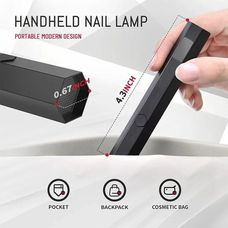 360° Rotation Uv Light Lamp Portable Mini UV LED Nail Dryer  for Gel Nail Polish With Magnetic Holder Fast Drying Handheld Lamp