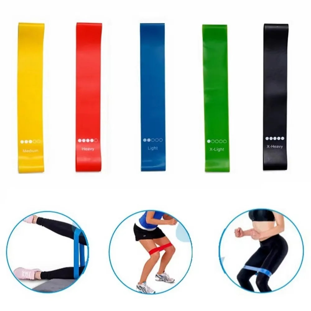TPE Resistance Bands Set 5 Levels, Elastic Exercise Loops for Yoga Squat Arm Leg Glute Shaping, Home Gym Workout