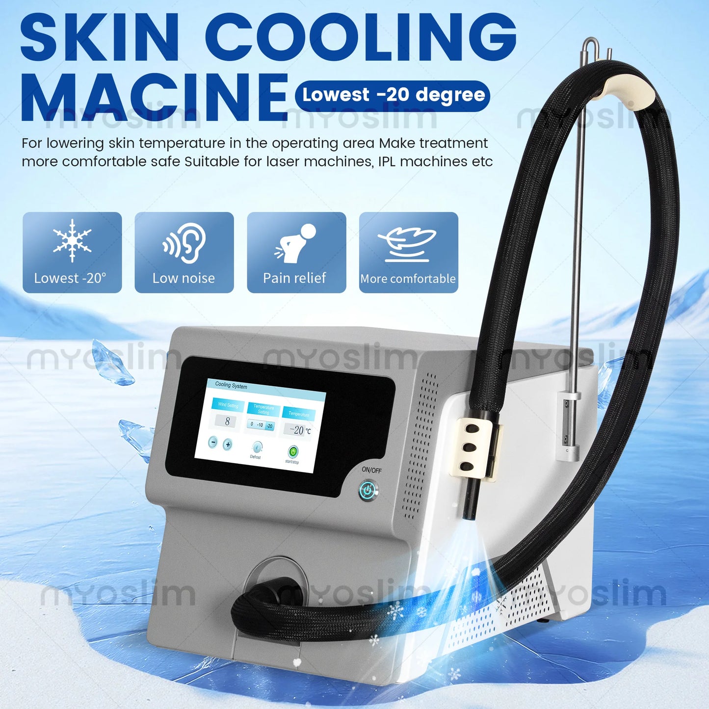 Mini Portable Lase Cryotherapy Machine Skin Cooling Device for Pain Relief Zimmer Air Cooler Beauty Equipment