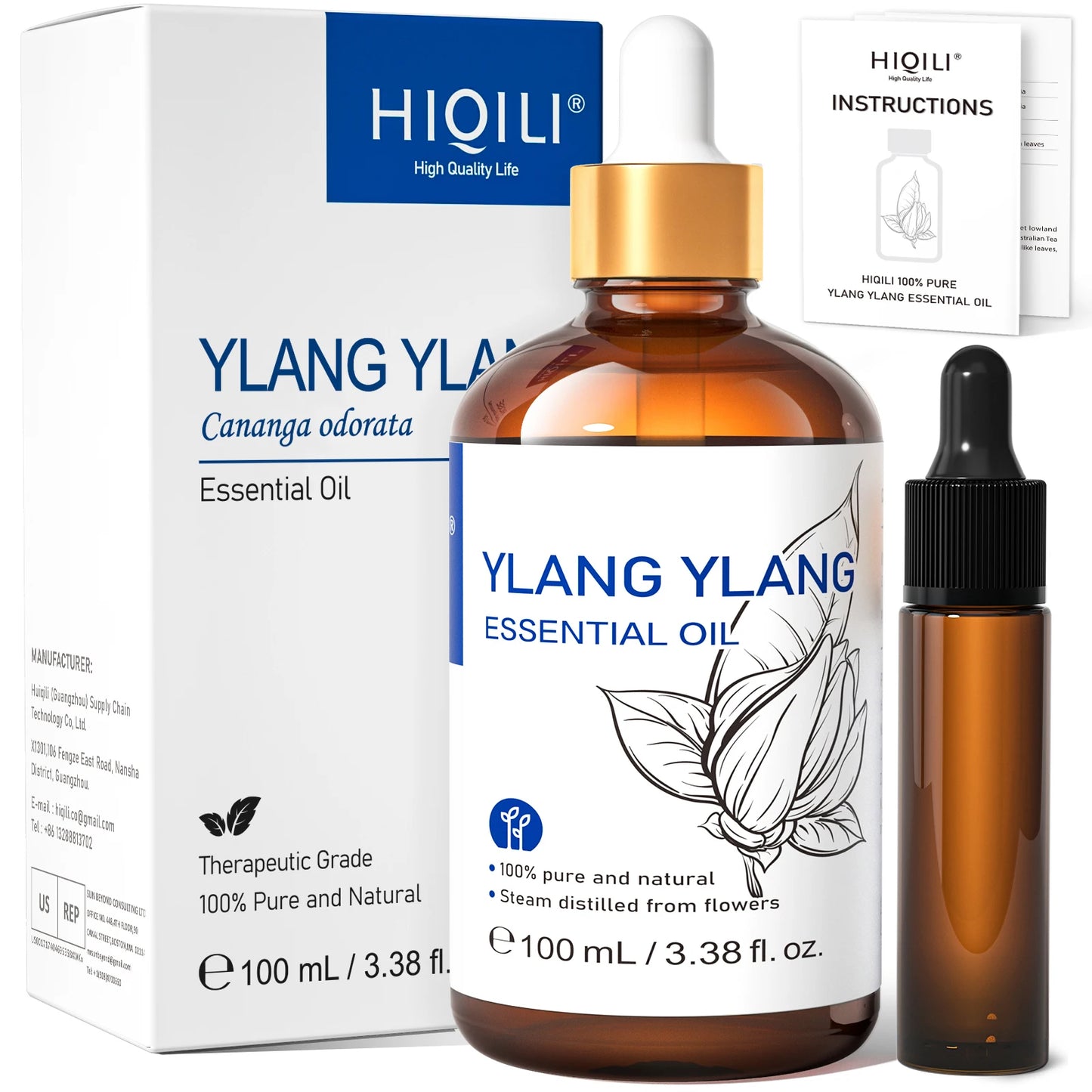 HIQILI 100ML Natural Essential Oil, Frankincense/Lemon/Rosemary/Tea Tree/Lavender/Wintergreen/Ylang， Humidifiers, DIY candles