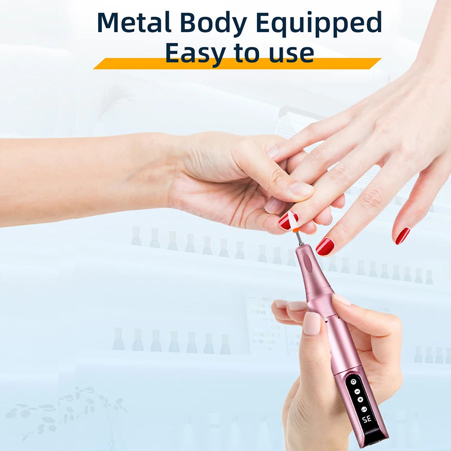 Professional Wireless Charging Electric Nail Drill Machine, Portable Nail File Grinder, Manicure Pedicure Kit for Home & Salon Use