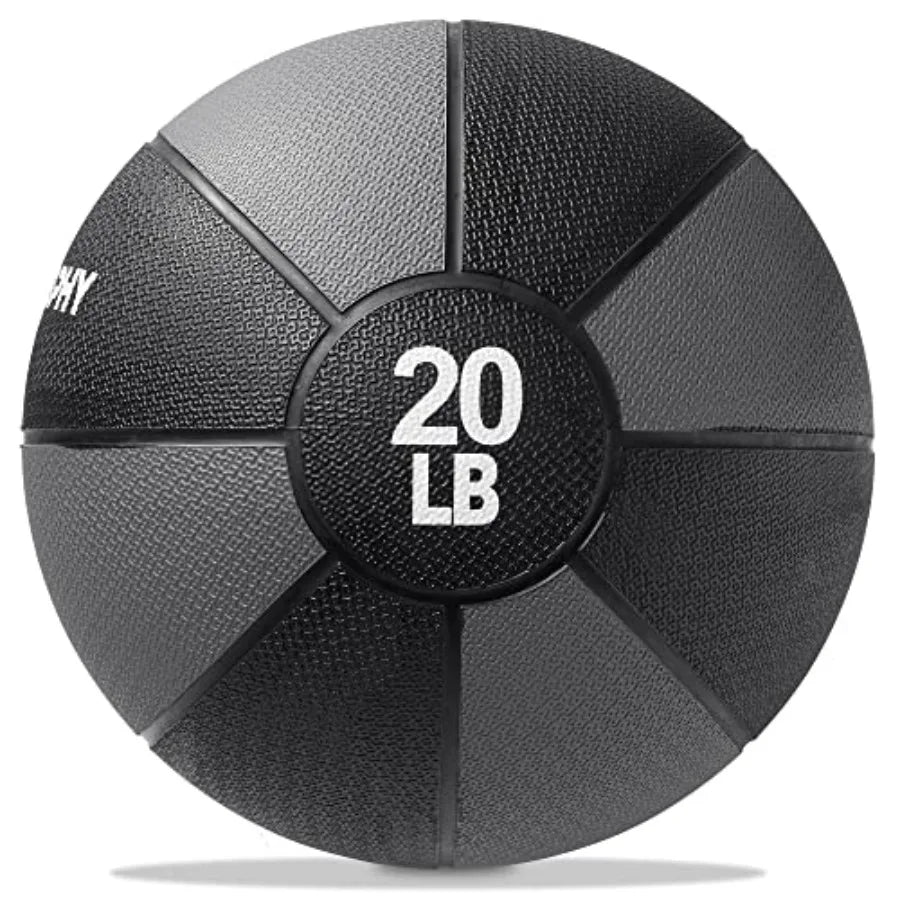 Medicine Ball - Weighted Fitness Non-Slip Ball for home gym use rubber material black color textured surface for secure grip