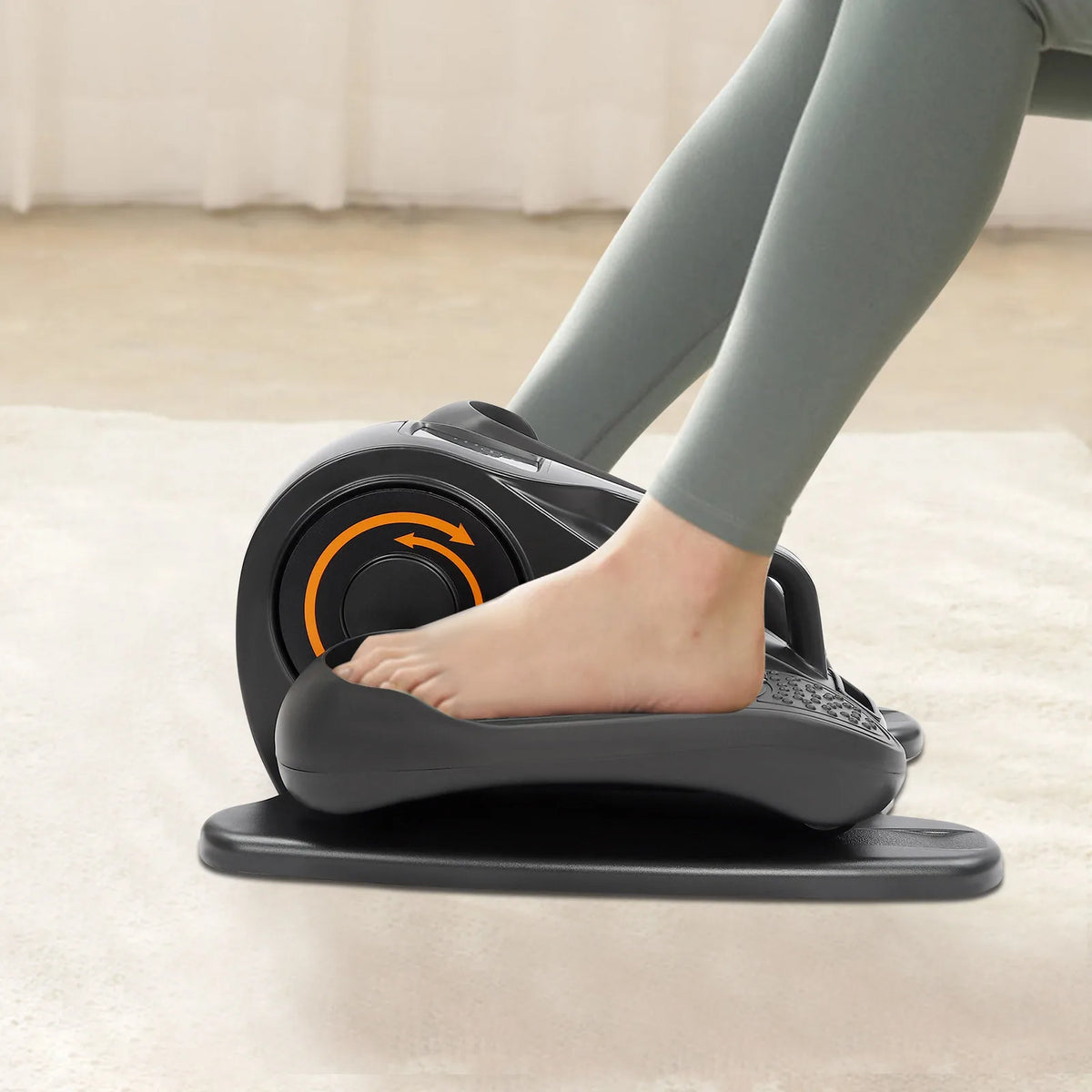 Under Desk Foot Pedal Elliptical Exerciser, 50W Motorized Trainer Forward & Reverse Direction, LED Display Compact Sitting Exercise Machine for Seniors & Office Workers