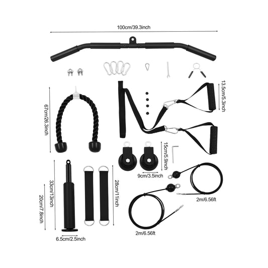 120kg Cable Pull Fitness System, Gym Muscle Training Cable, Weight Pulley System for Unisex Adults Pull Downs