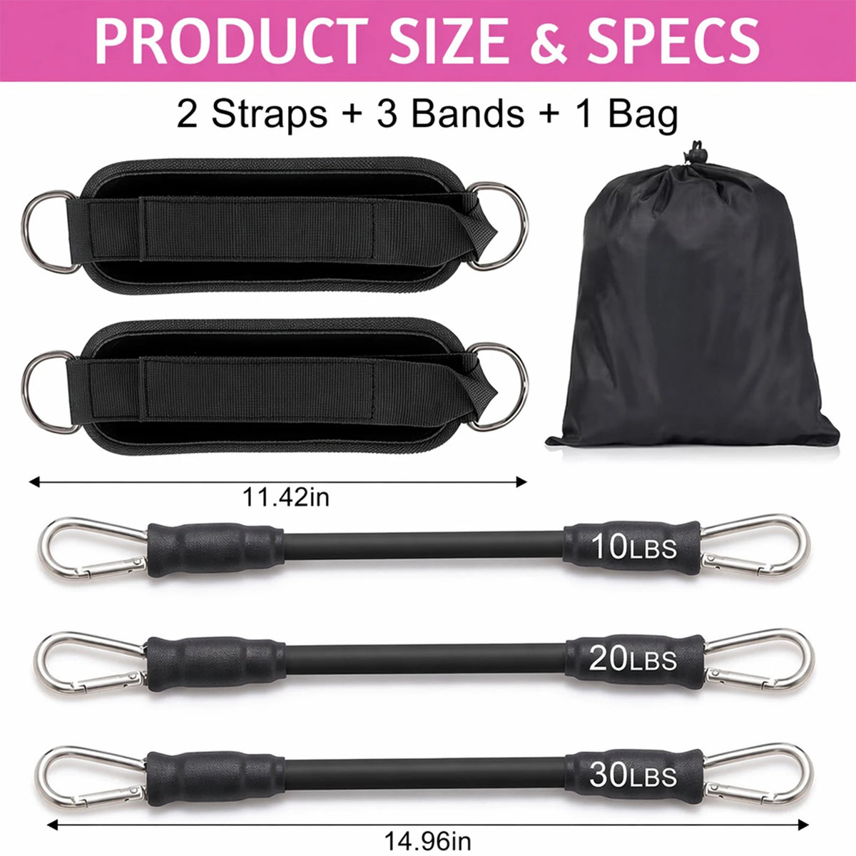 Ankle Resistance Bands with Secure Hold Slip-Proof Cuffs, Home Gym Leg & Glute Workout Equipment, 5-Pack for Kickbacks & Hip Training, Leg Work Out Accessories