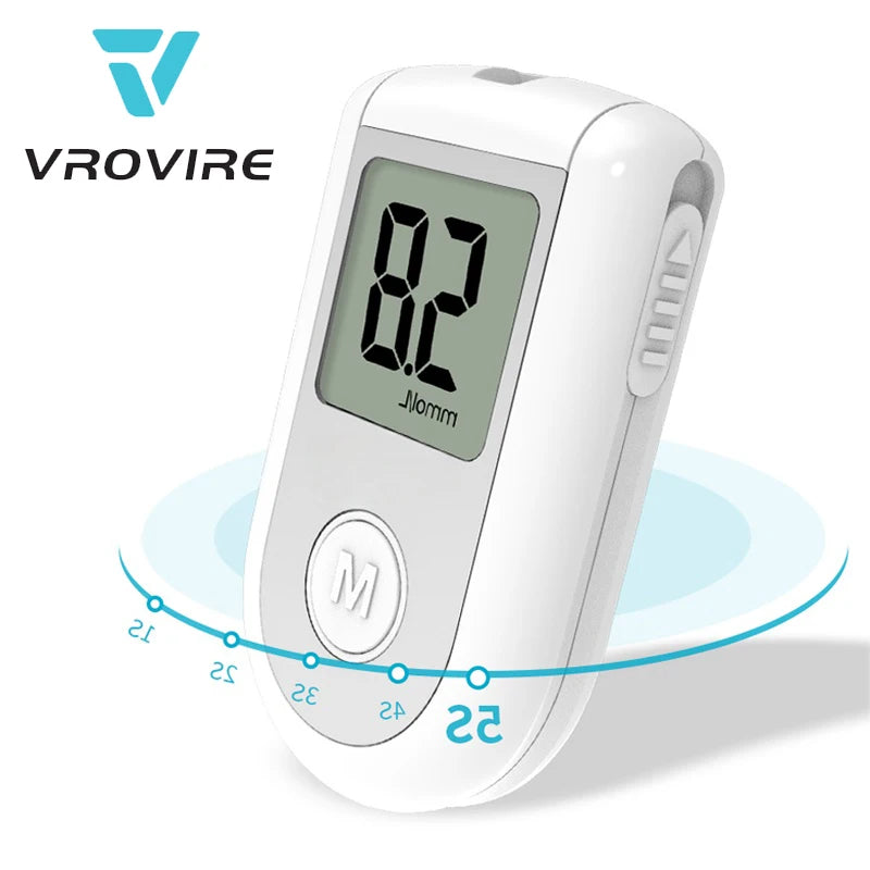 New Blood Glucose Meter Kit No Coding with 50pcs Strips Lancets 0.7ul 5s Fast Results Memory Blood Sugar Monitor for Home Use Tool