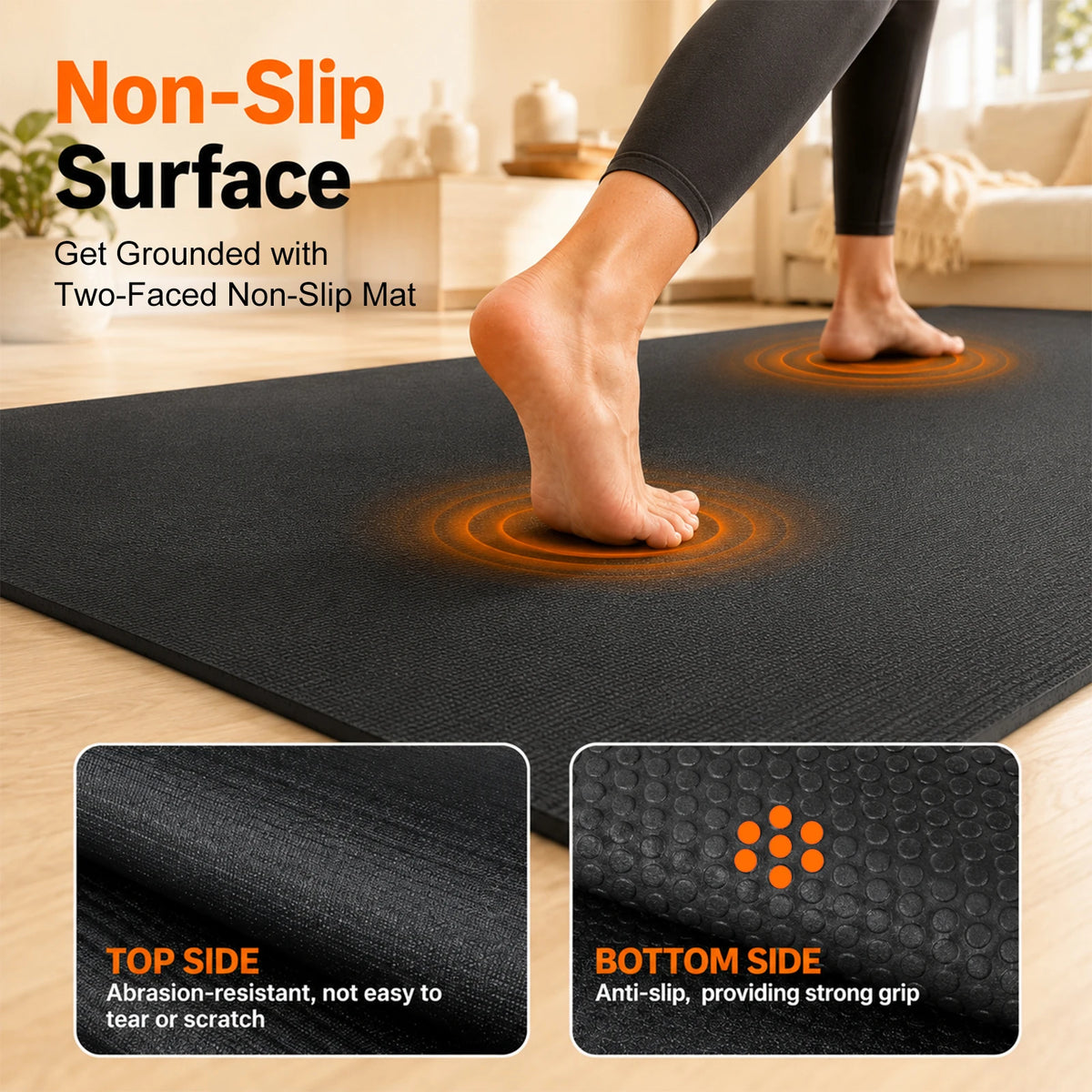 Extra Large Double Yoga Mat 8x6 feet Foldable Non-Slip PVC Exercise Mat 7mm Thick Shock Absorbing Cushion for Pilates Stretching Fitness Home Gym Couple Workout Portable Easy Storage Travel Mat for Men Women