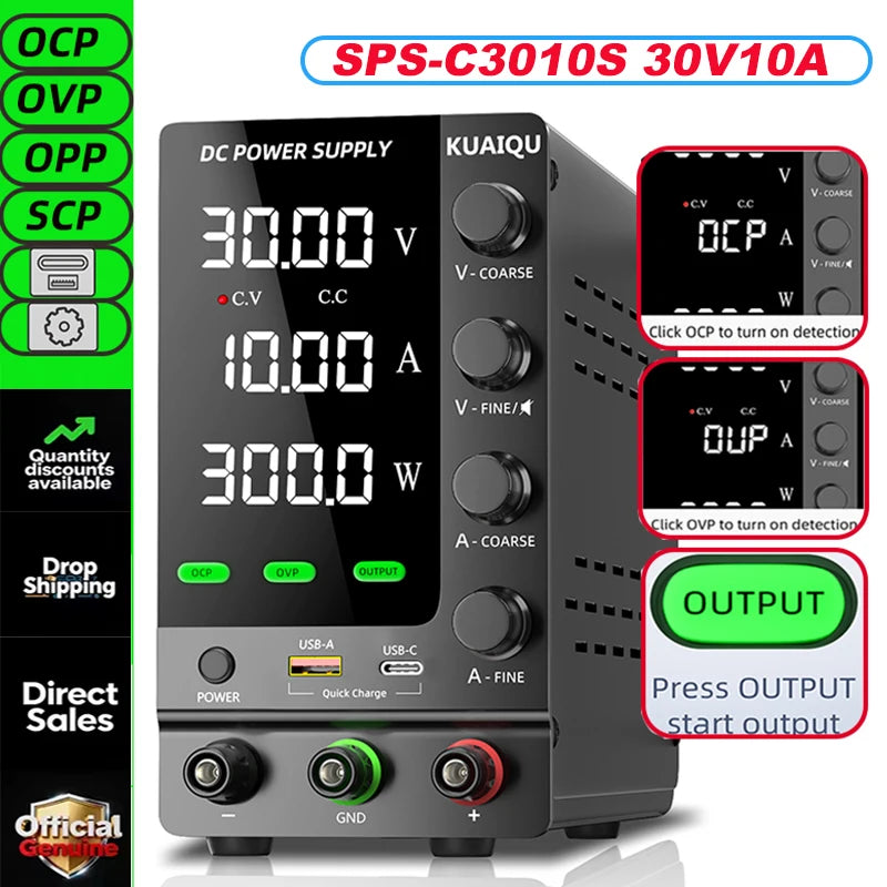 KUAIQU Lab Bench Power Supply Adjustable 3.7V 4.8V 12V 24V 48V 60V 72V 100V Battery Charging For R&D,Activate battery,BMS Test