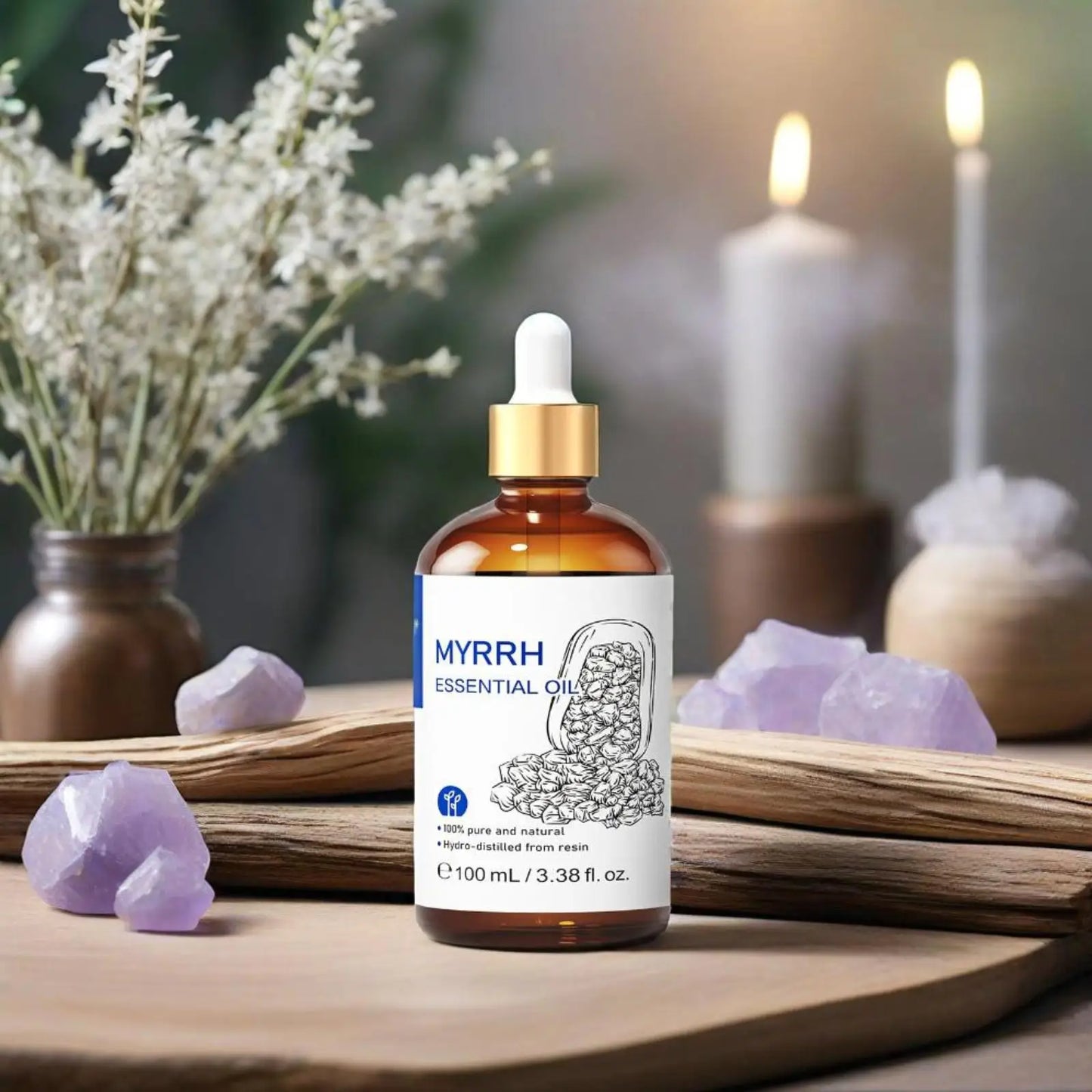 HIQILI 100ML Natural Essential Oil, Frankincense/Lemon/Rosemary/Tea Tree/Lavender/Wintergreen/Ylang， Humidifiers, DIY candles