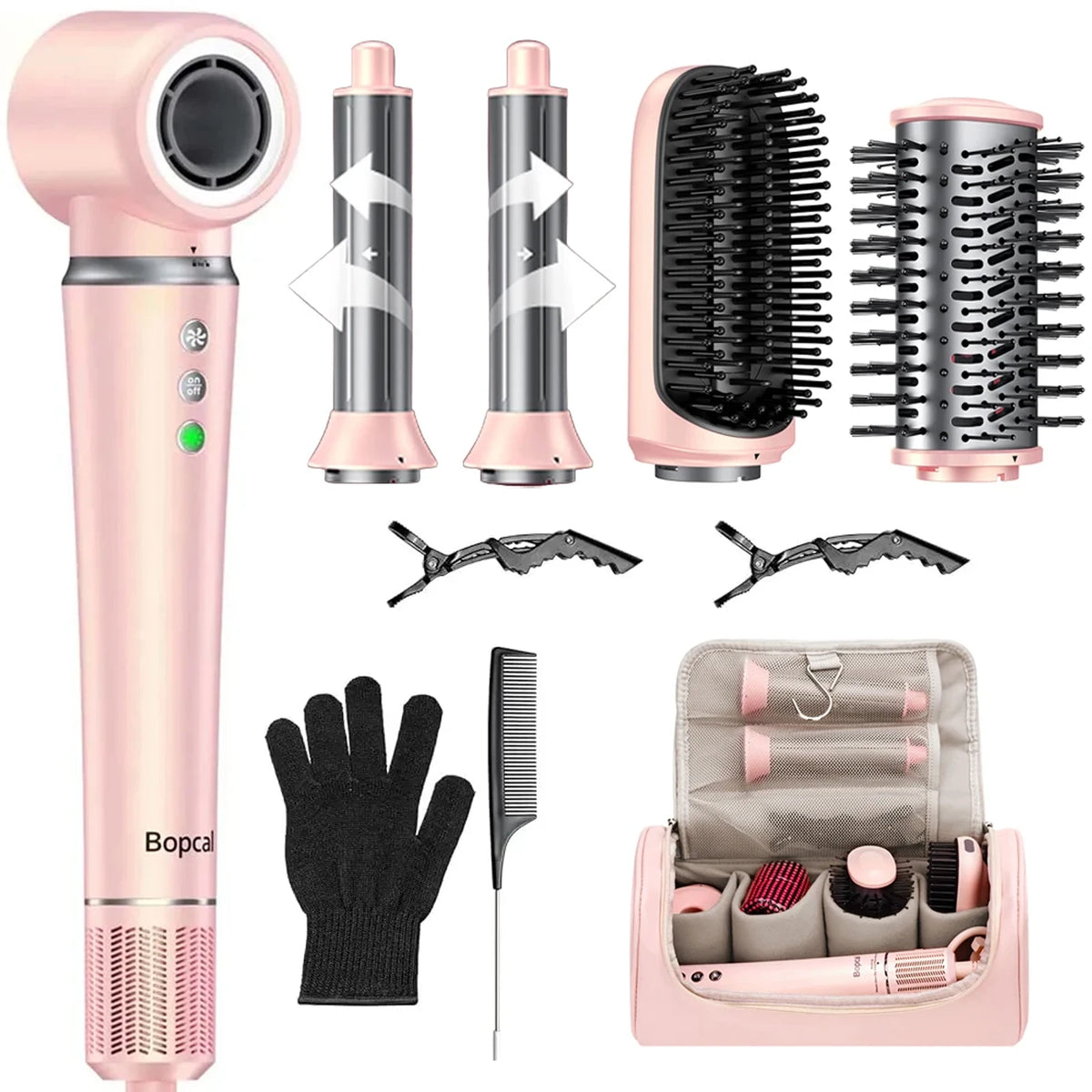 5 in 1 Hair Styler with Travel Bag Air Wrap 1200W Hair Dryer Straightening & Blow Dryer Brush for Multiple Styling Home Hotel