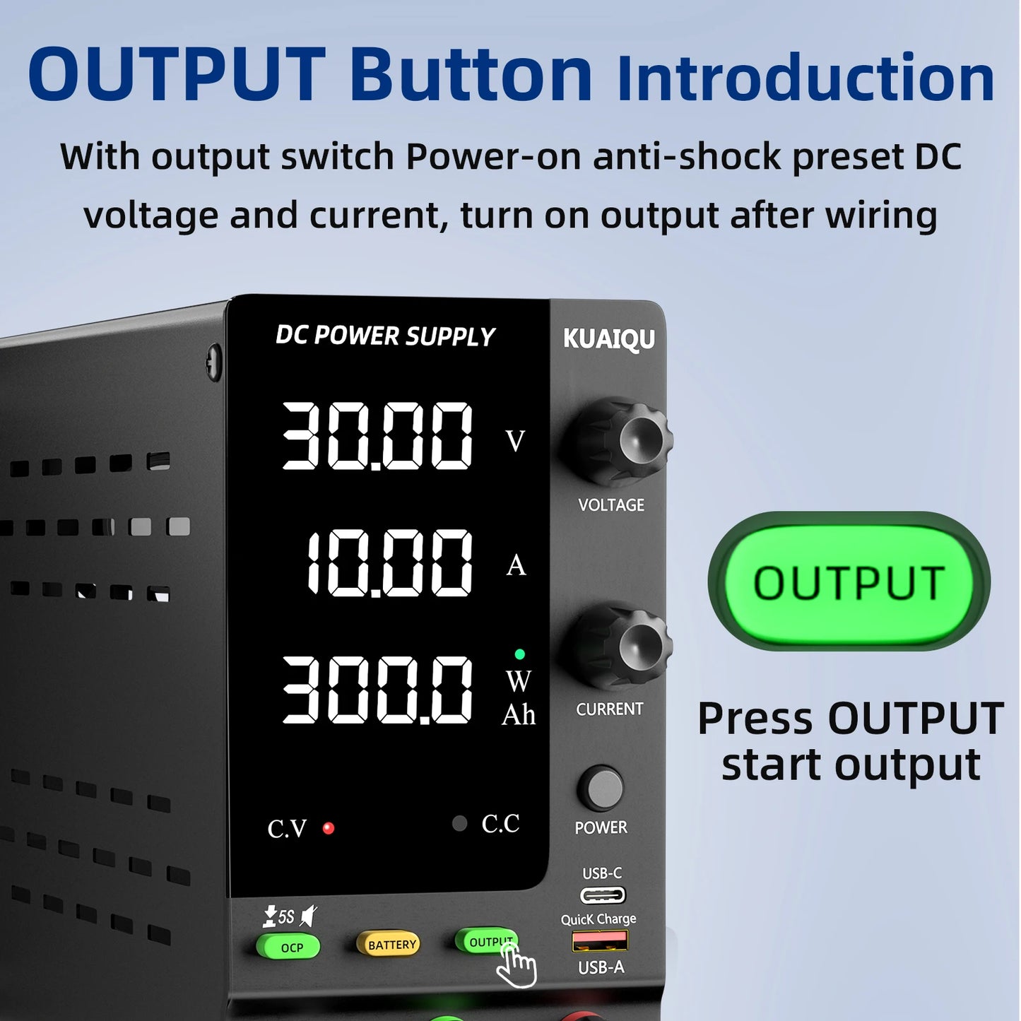 KUAIQU Lab Bench Power Supply Adjustable 3.7V 4.8V 12V 24V 48V 60V 72V 100V Battery Charging For R&D,Activate battery,BMS Test