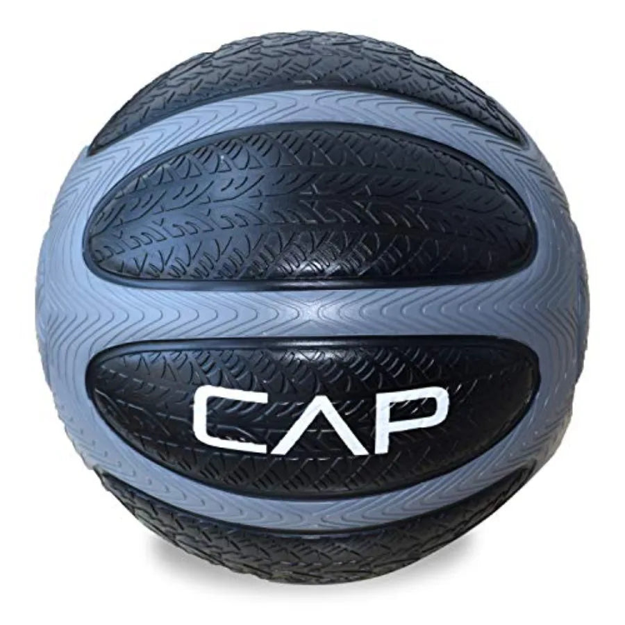 Medicine Ball for fitness training rubber-coated steel core black with neon yellow accents non-slip textured surface and balanc