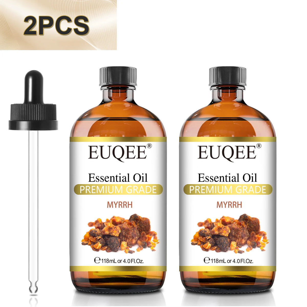 EUQEE 2PCS Premium Essential Oil Gift Set For Soap & Candle Making 118ml Myrrh Spearmint Catnip Lavender Aromatherapy Essential Oil For Diffuser