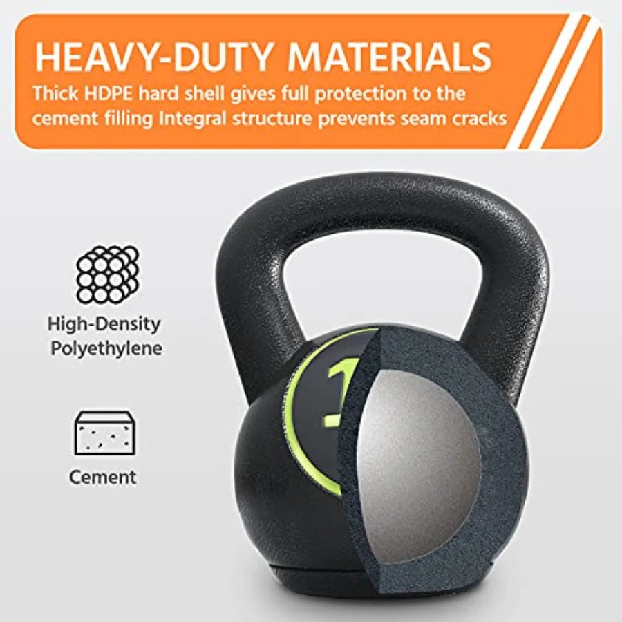 Home gym kettlebell sets: cast iron black 4-piece weight set 5lb/10lb/15lb/20lb for full-body strength training and fitness wor
