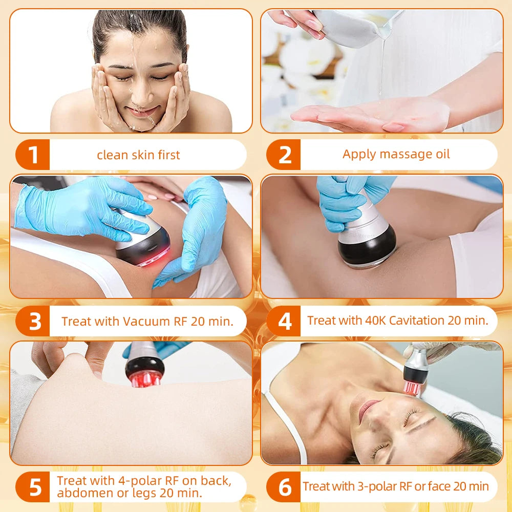 4IN1 Cavitation Body Slimming 40K Machine Beauty Massager Skin Tighten Face Lifting Vacuum Suction