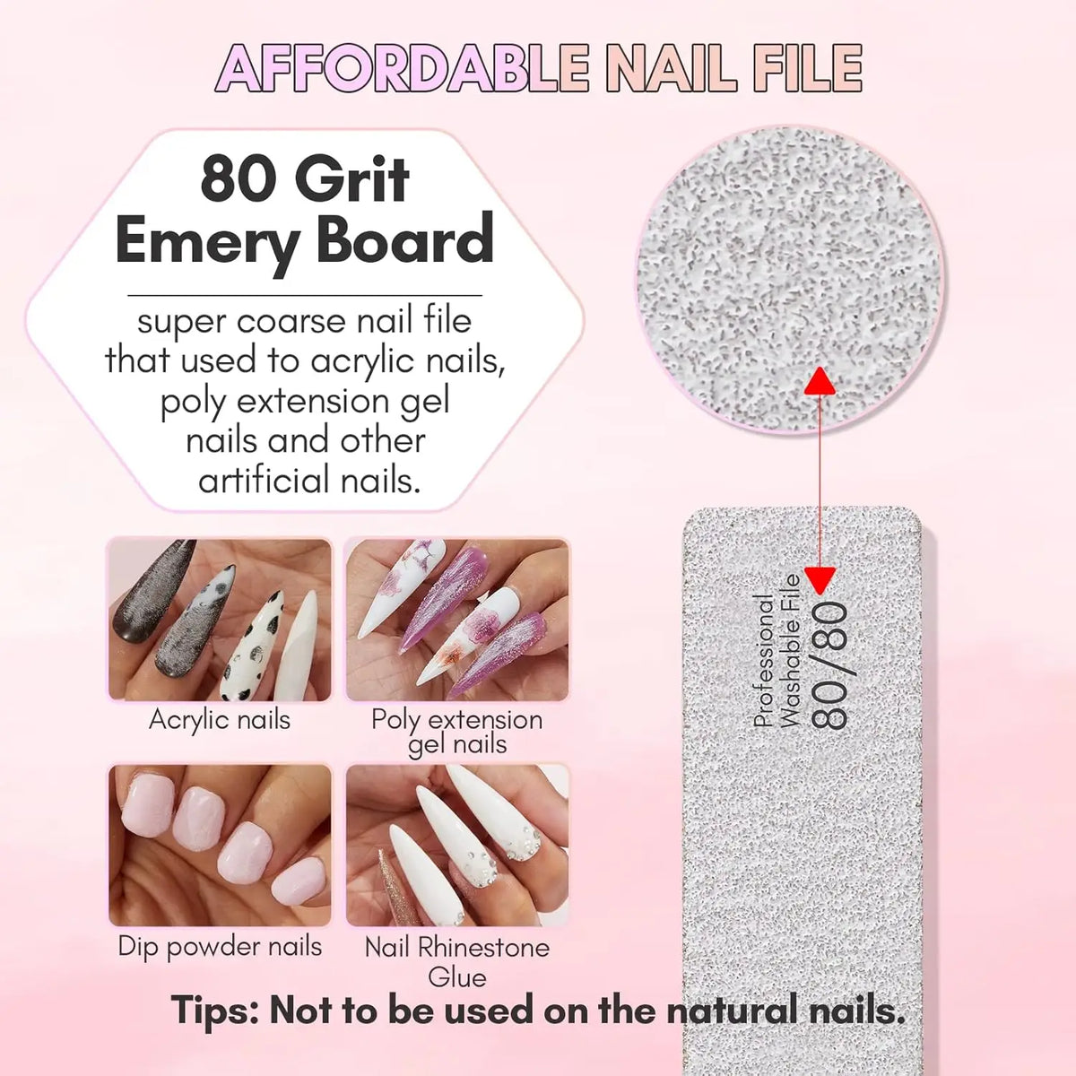 Makartt Nail File 10Pcs Emery Boards for Nails, 80 /80 100/180 Grit Professional Doubled Sides Coarse Toenail Filer Heavy Duty