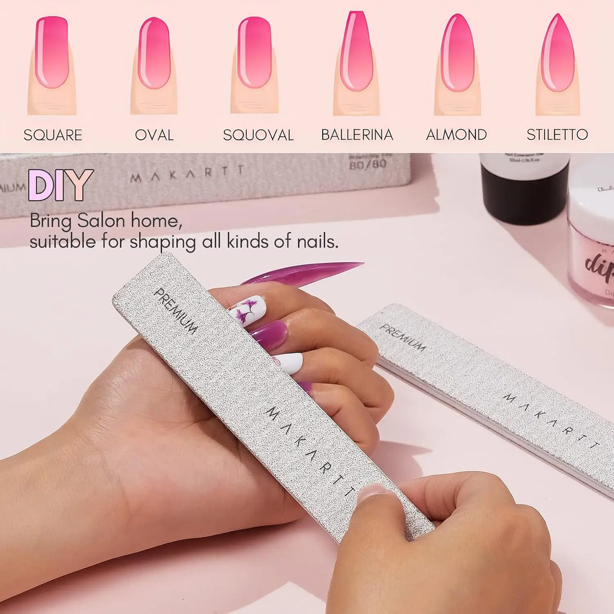 Makartt Nail File 10Pcs Emery Boards for Nails, 80 /80 100/180 Grit Professional Doubled Sides Coarse Toenail Filer Heavy Duty