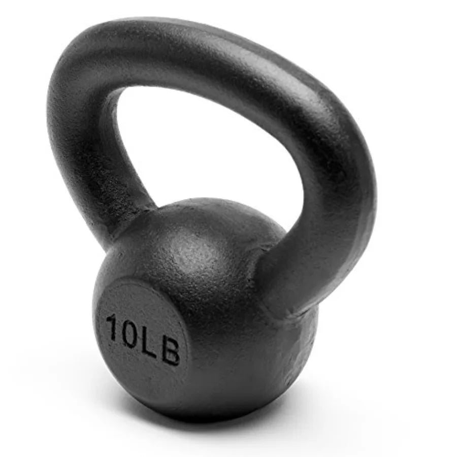 Gym Use Powder Coated Solid Cast Iron Kettlebell Weights Set 5lb to 45lb Black Durable Non-Slip Grip