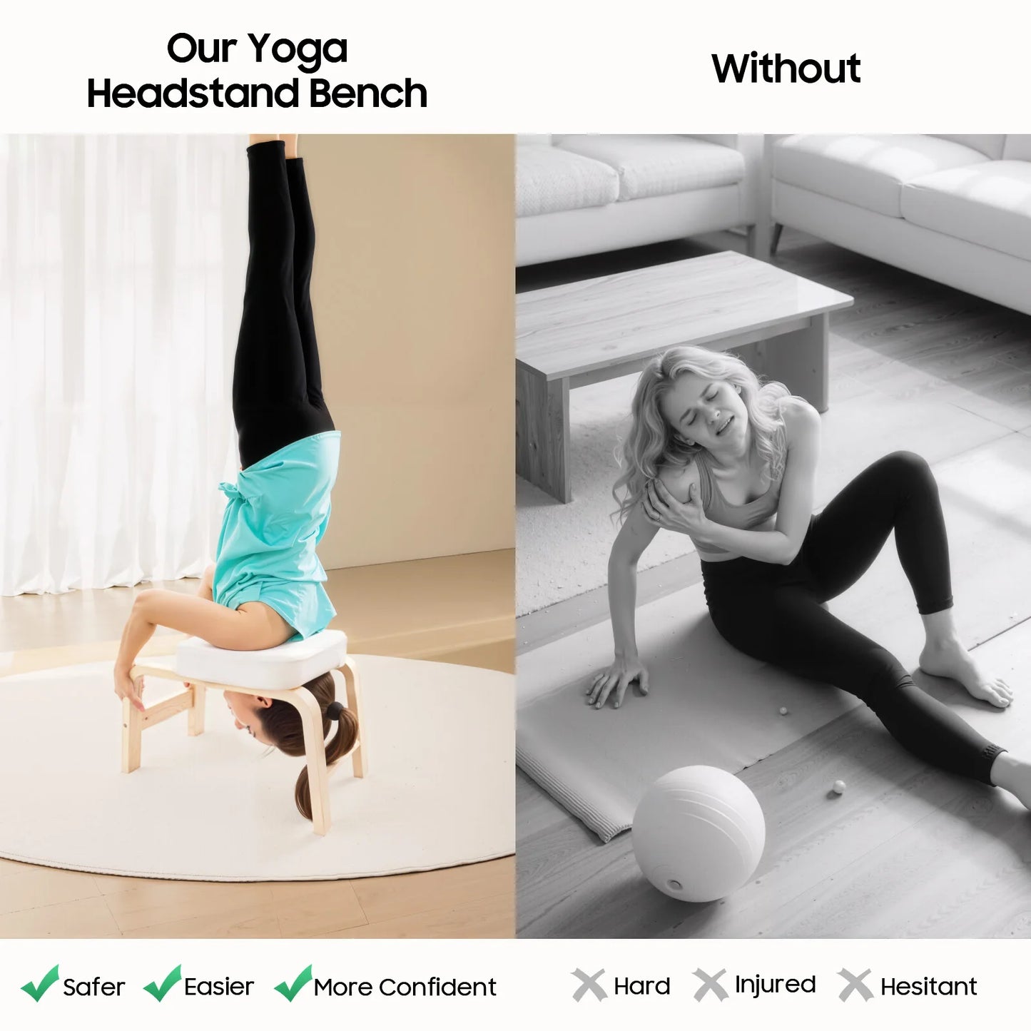 Yoga Headstand Stool Wood Stand Inversion Chair for Relieve Fatigue and Shape Body Yoga Inverted Stool Bench