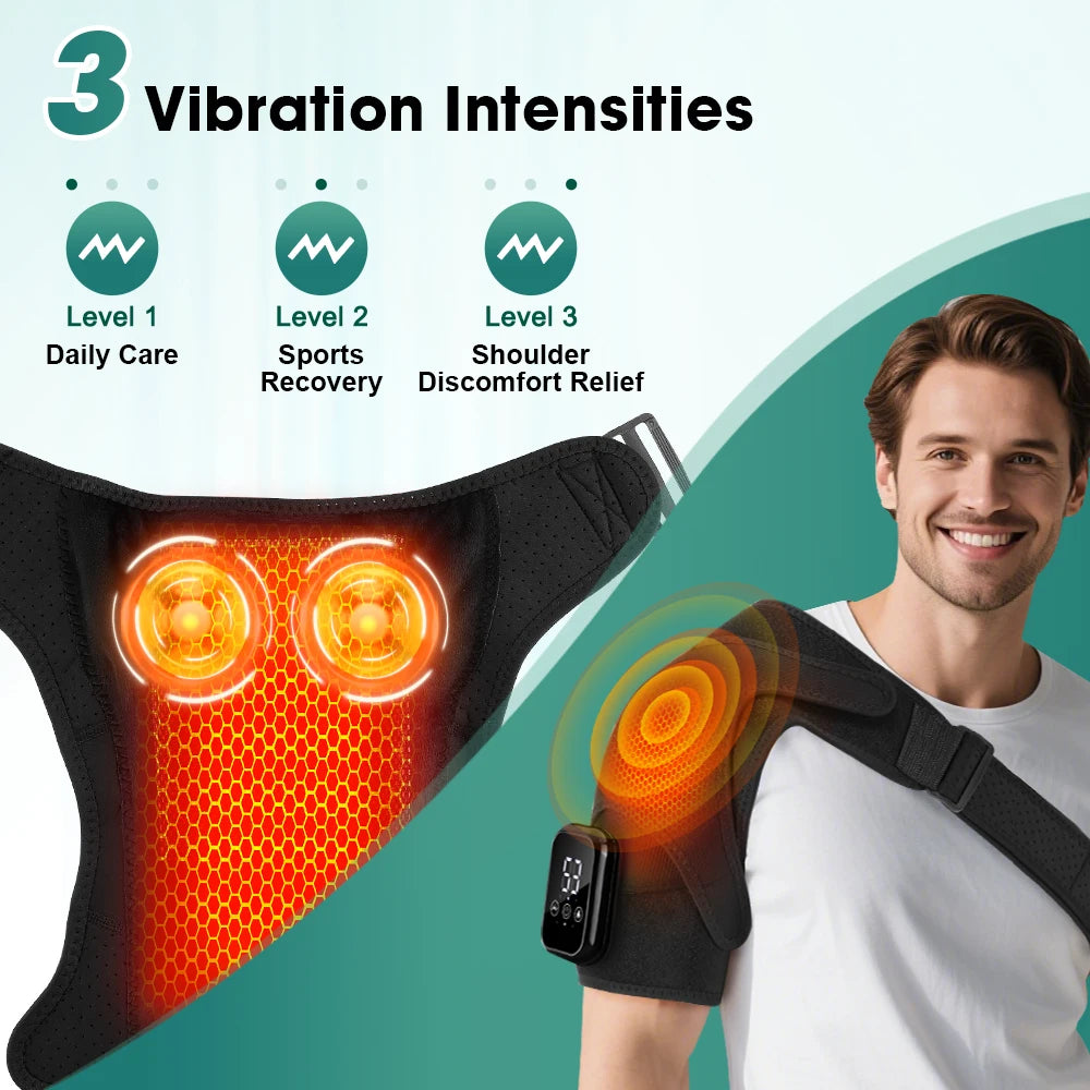 Electric Heating Shoulder Brace Vibration Hot Compress Shoulder Massage Support Belt Strap For Joint Brace Care Muscle Relaxatio
