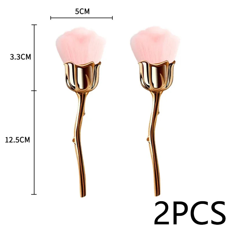 2pc-Rose Soft Brush, Nail Art Special, Nail Dust Brush, Gel Nail Polish Dust Cleaning Brush, Nail Art Tools
