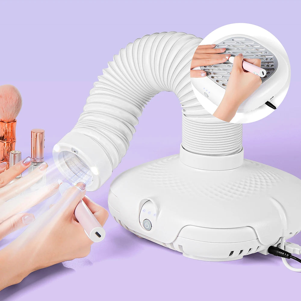 Turbo Brushless Nail Dust Collector Vacuum Cleaner  with LED Tube Strong Power Manicure Dust Extractor Gel Polish Dust Fans Art Equipment