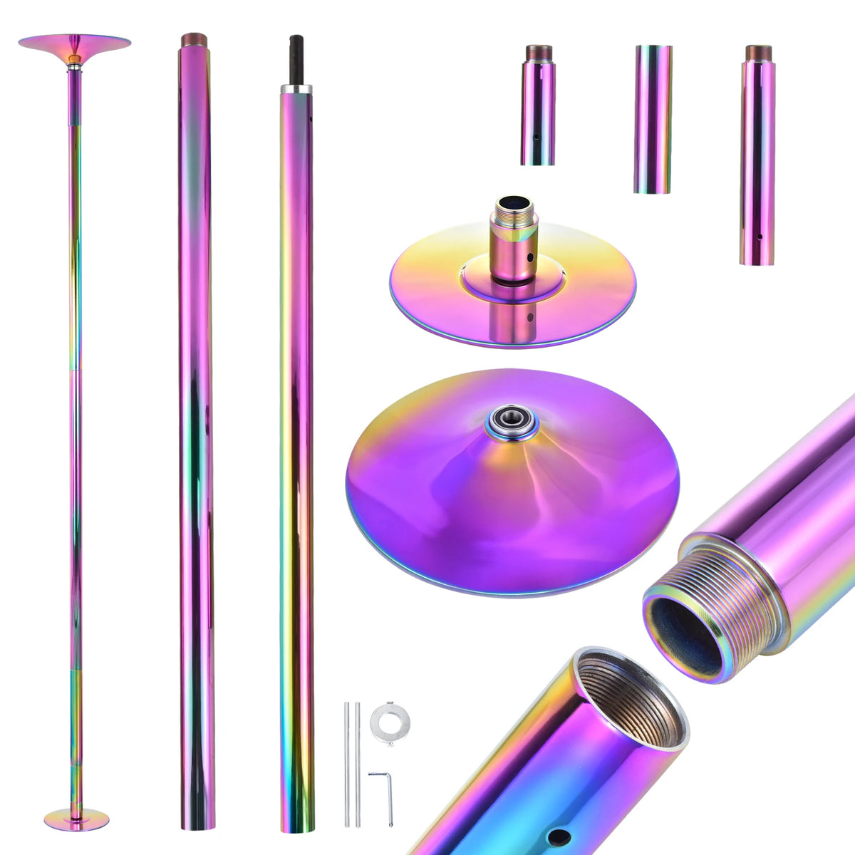 Dance Pole Static Dancing Pole, Portable Removable Training Dance Pole for Home Club Bar Gym, 7-9Ft Height Adjustable & Weight Capacity 500lb