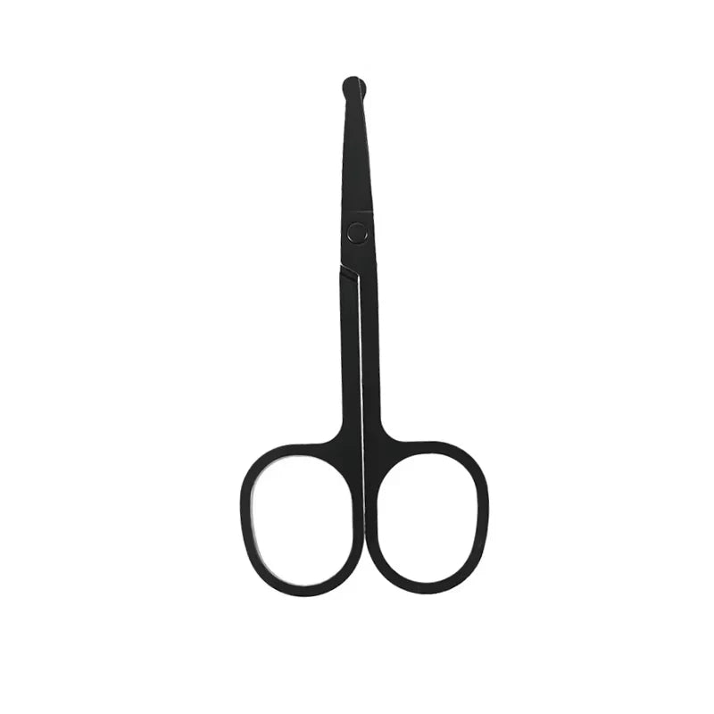 1PC Silver Mirror Light Black Round Head Safety Nose Hair Scissors Neutral Stainless Steel Scissors 2042