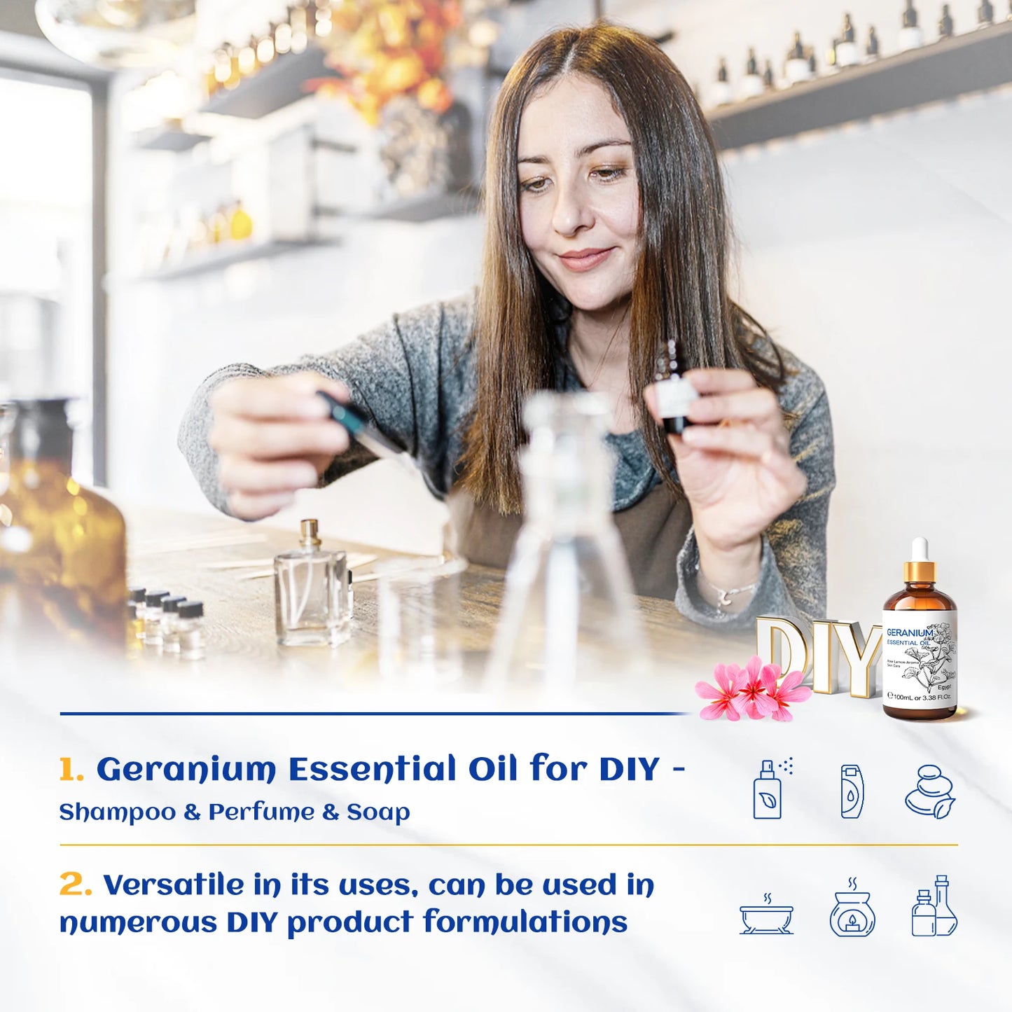 HIQILI 100ML Natural Essential Oil, Frankincense/Lemon/Rosemary/Tea Tree/Lavender/Wintergreen/Ylang， Humidifiers, DIY candles