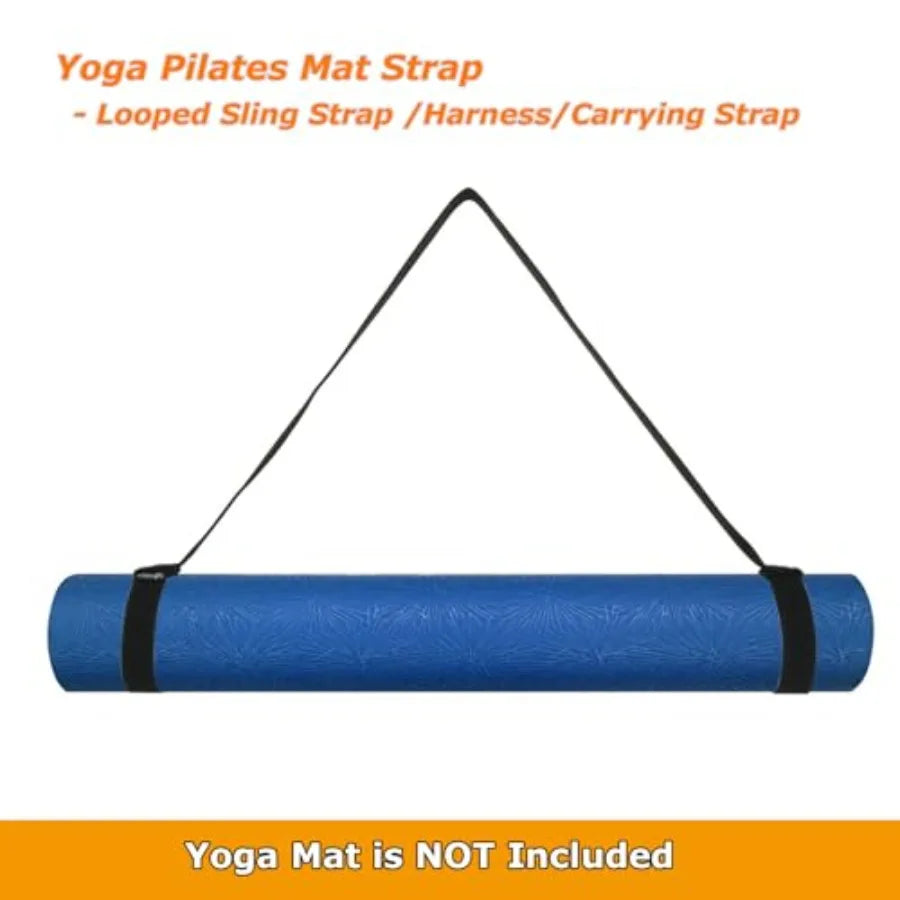 Yoga Pilates Mat Strap - Looped Sling/Harness/Carrier Strap with Stretching Band Loops for Pilates, Exercises and Aerobics Mat