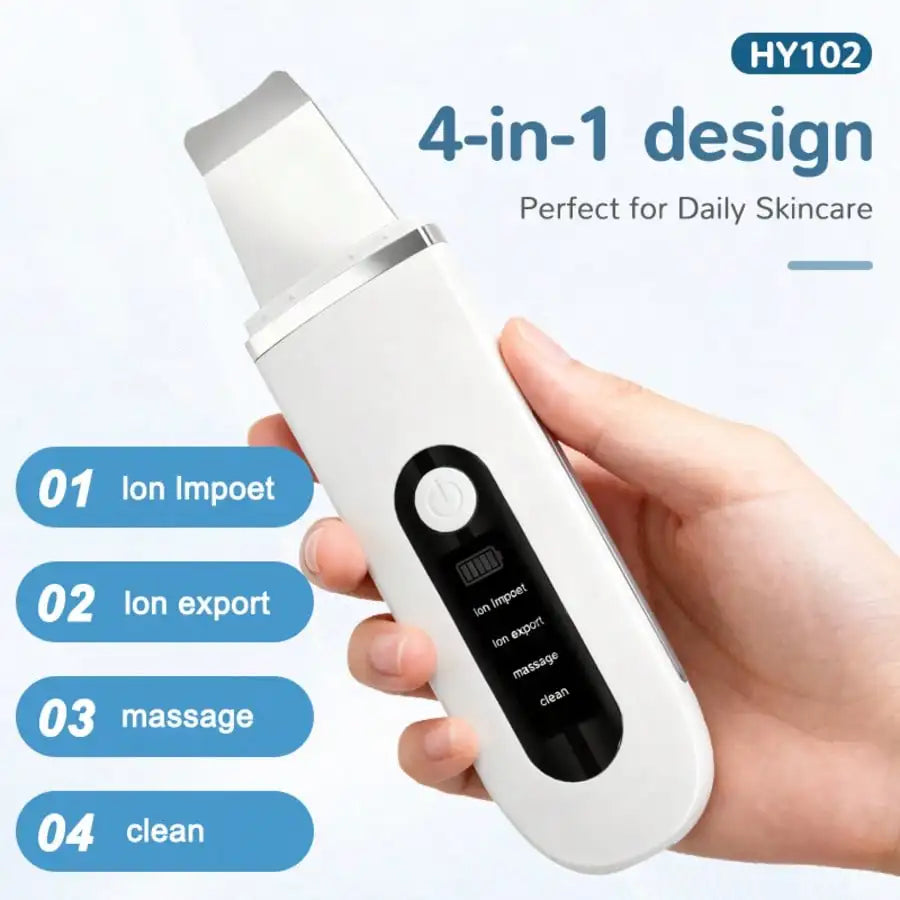 Ultrasonic Skin Cleaning Tool - USB Rechargeable, Vibrating Facial Blackhead Remover, Spatula Exfoliating Beauty Tool, Affordable Skincare Equipment, 4 Modes, The Perfect Tool For Removing Blackheads