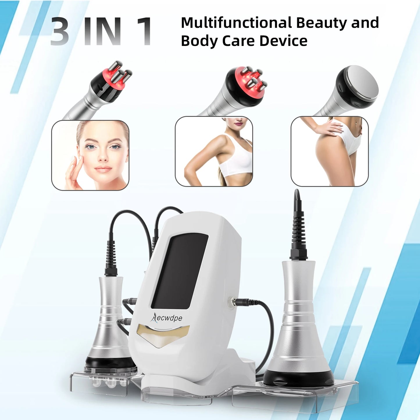 3IN1 40K Cavitation RF Machine, Ultrasonic Weight Loss Beauty Device, Multipolar Body Slimming & Skin Firming Rejuvenation Anti-