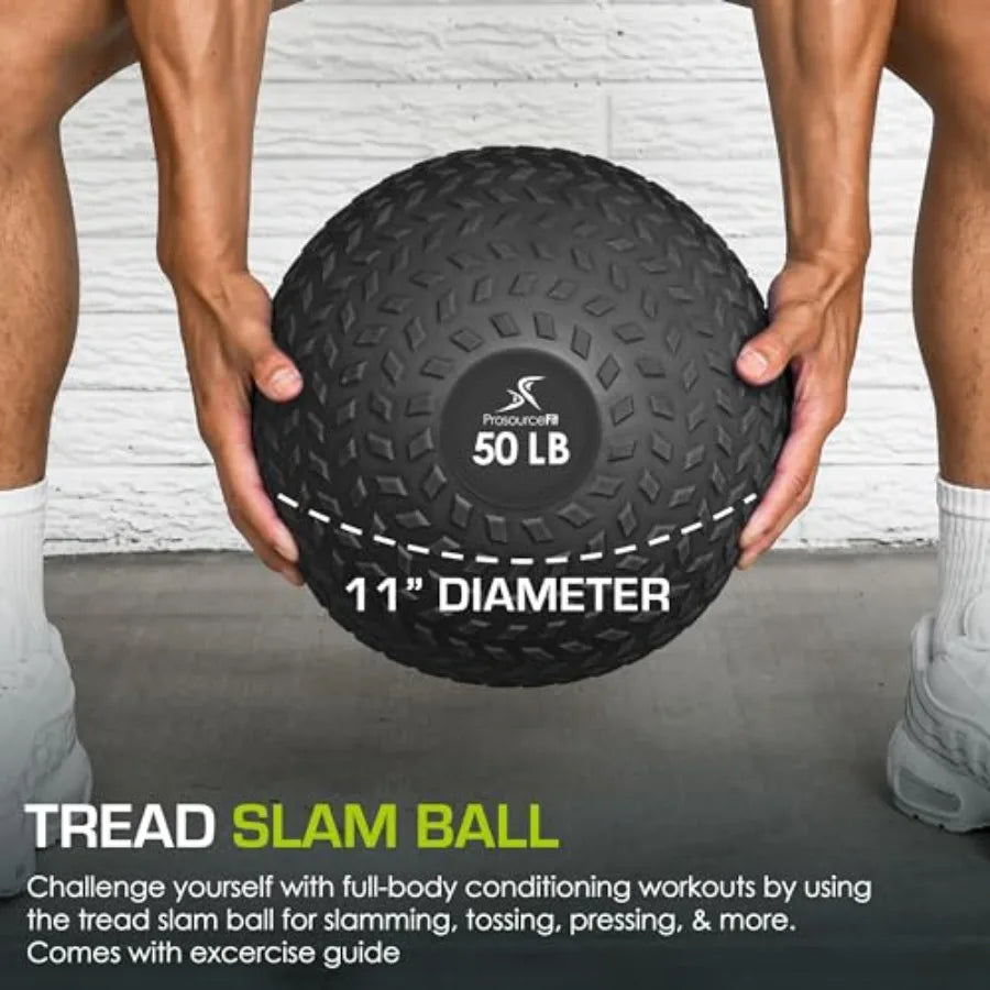 Slam Medicine Balls for Strength and Conditioning Cardio and Core Workouts: 5-50lbs Dead Weight Balls with Smooth and Tread Tex