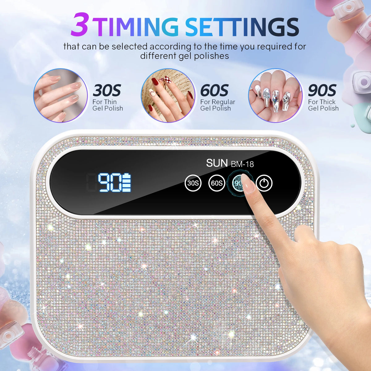 168W Rechargeable UV LED Nail Lamp Professional Dryer Cordless Gel Polish Drying Lamp For Manicure