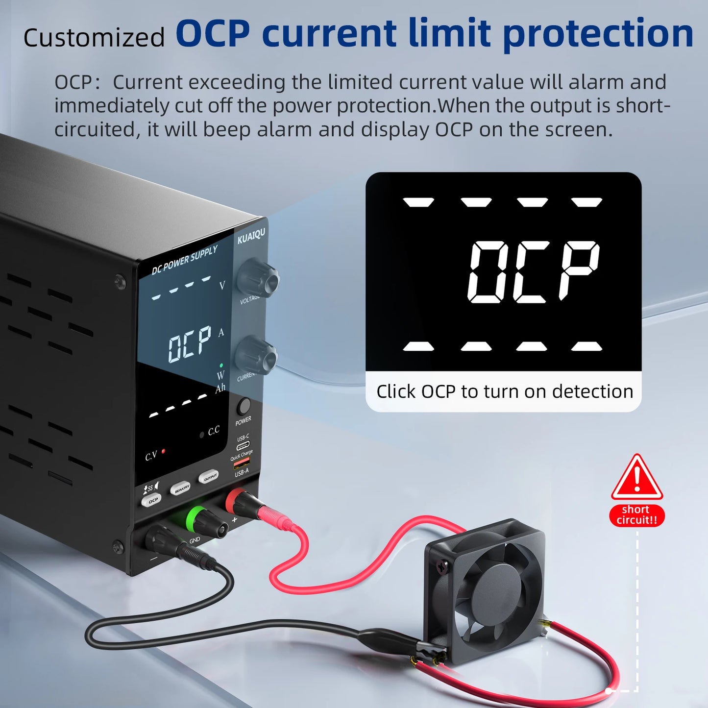 KUAIQU Lab Bench Power Supply Adjustable 3.7V 4.8V 12V 24V 48V 60V 72V 100V Battery Charging For R&D,Activate battery,BMS Test