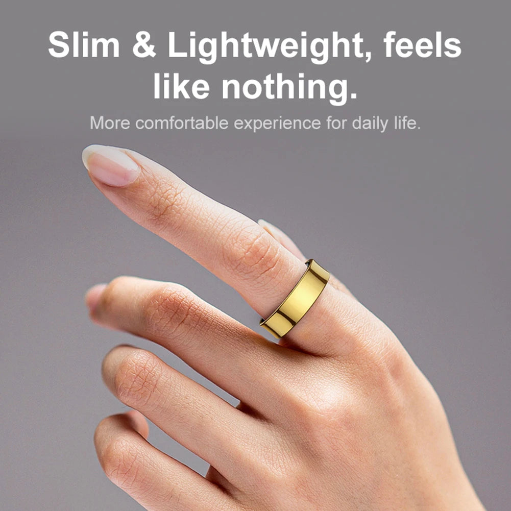 R09 Smart Ring 5ATM Waterproof Temperature Sport Health Ring Heart Rate Blood Oxygen Sleep Monitor w/ Charging Case Smartring