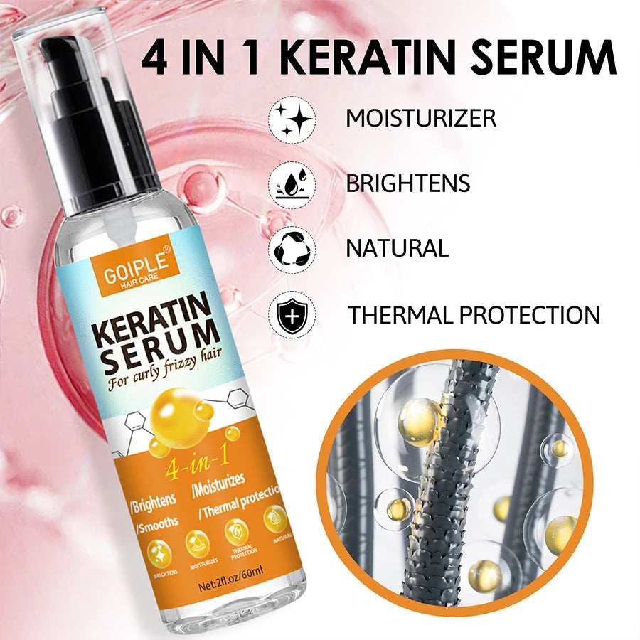 Keratin Protein Hair Serum Anti Frizz Control Repair Hair Rose Water Spray for Hair Moisturize Curly Brush Curl Defining Brush