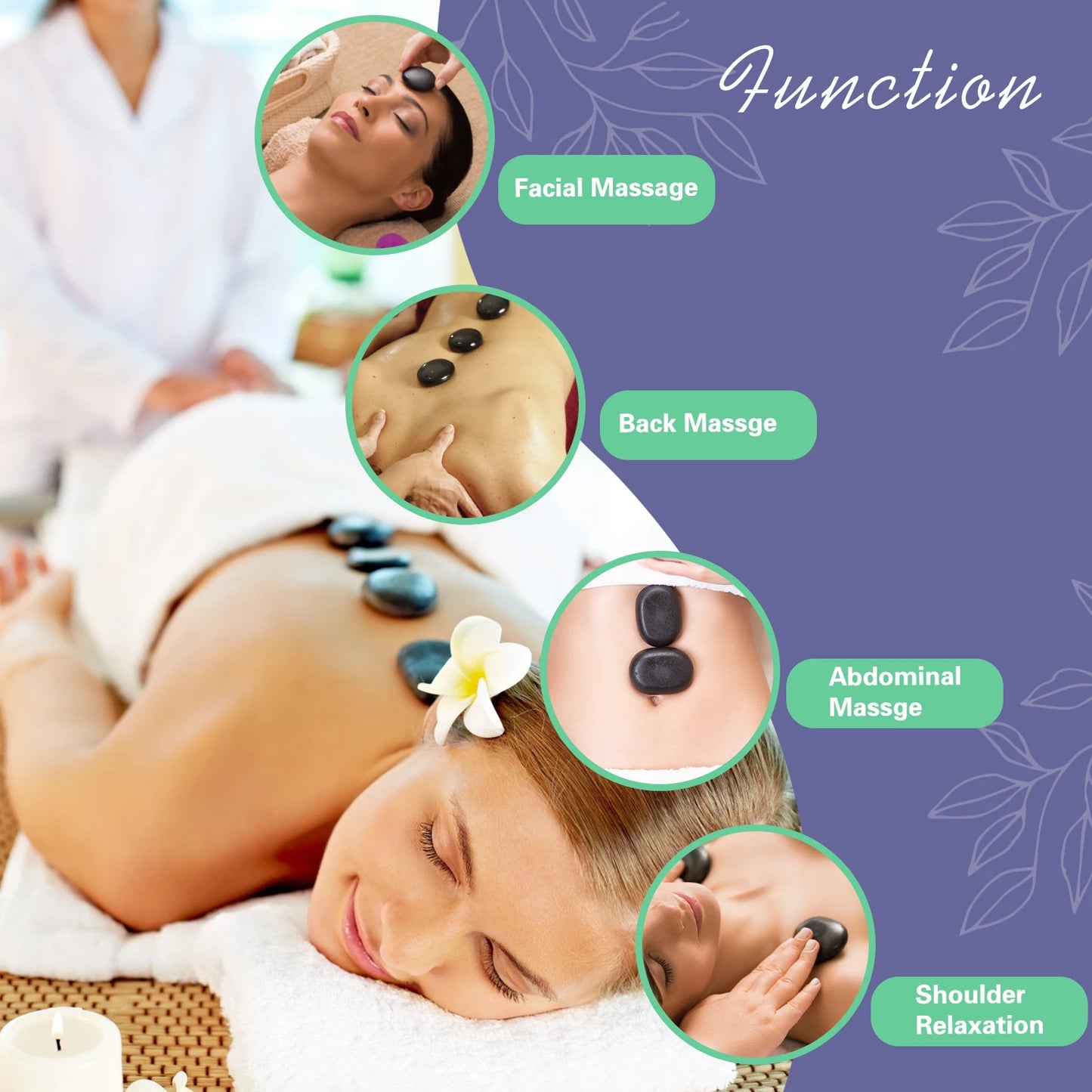 Hot Stones Massage Set With Temperature Adjustment-20/10pcs Hot Stones With Heater Kit, Professional Massage Tool For Spa