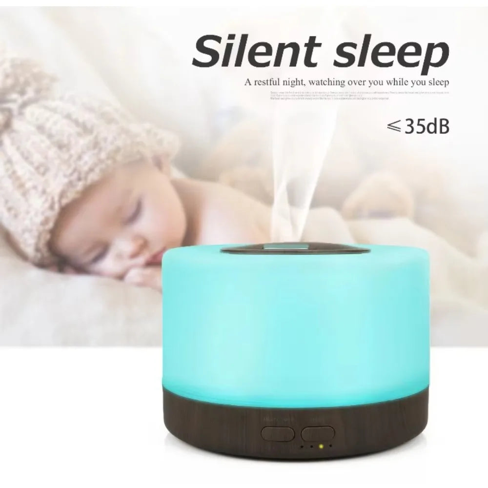Ultrasonic Essential Oil Diffuser 550ml with 7 colors LED night lights Cool Mist for Aromatherapy Humidifying for home bedroom