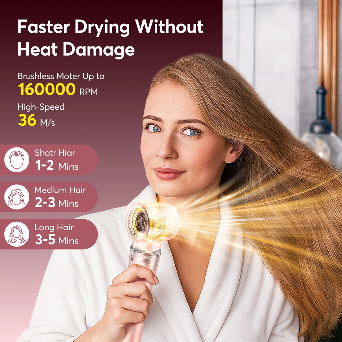 High Speed 5 in 1 Hair Dryer Hot Air Comb Set,Hair Brush Curling Iron Hair Straightener Styling Tool For Blow Dryer Gift Box
