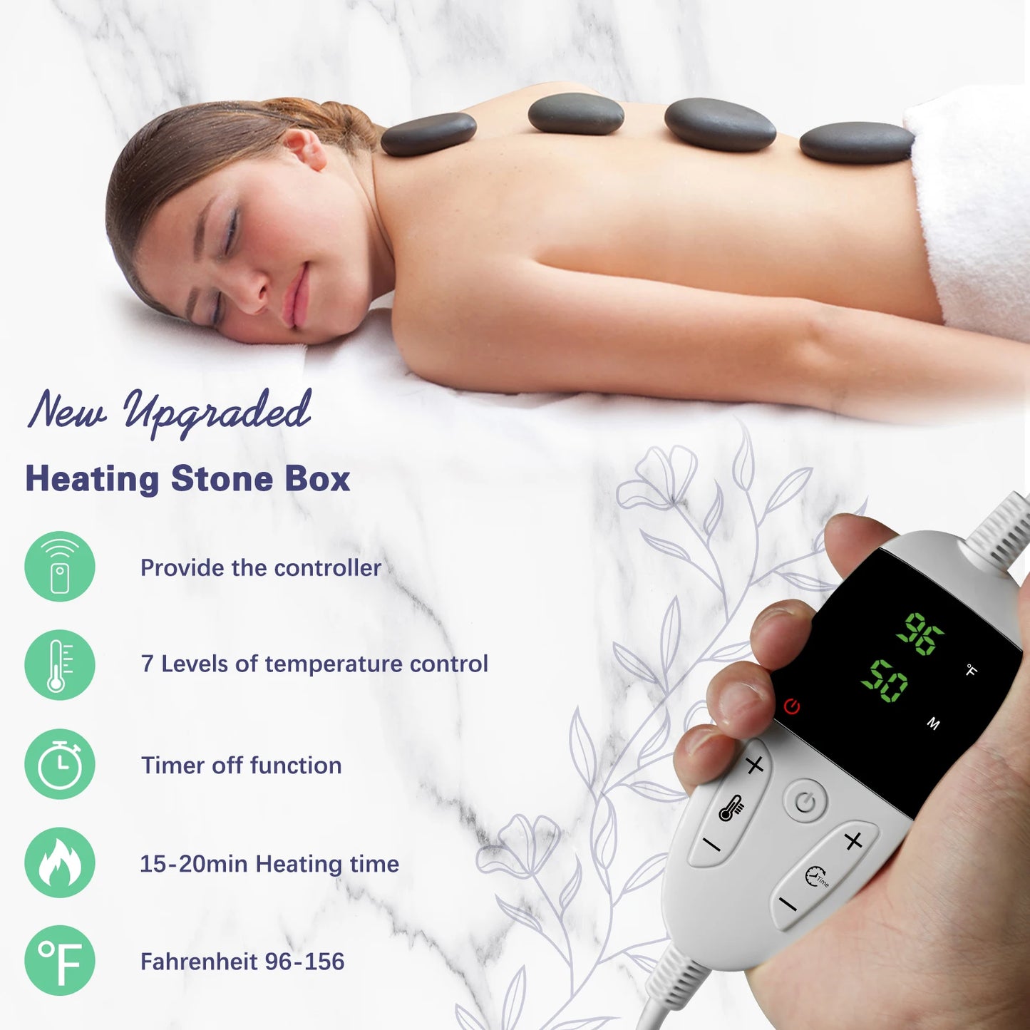 Hot Stones Massage Set With Temperature Adjustment-20/10pcs Hot Stones With Heater Kit, Professional Massage Tool For Spa