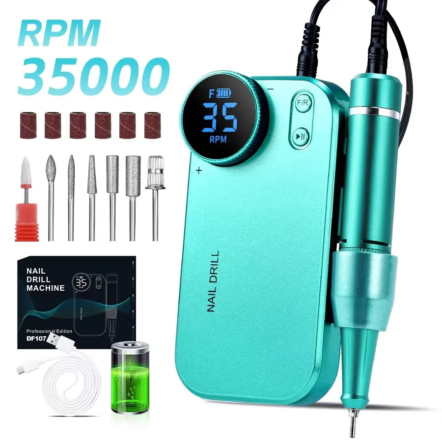 Cosprysmal Professional Nail Drill Kit, Cordless Electric Nail File With LCD Display, Rechargeable 4500mAh Battery Nail Efile For Acrylic & Gel Nails, Manicure Pedicure, Salon & Home Use For All Festival Gifts