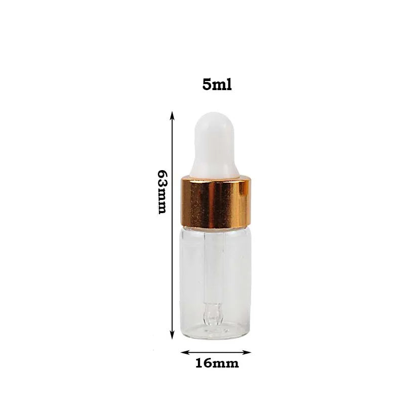 100Pcs/Sets 1/2/3/5ml Mini Dropper Bottles With Cap for Essential Oil Aromatherapy Bottles Refillable Reagent Pipettes Bottles