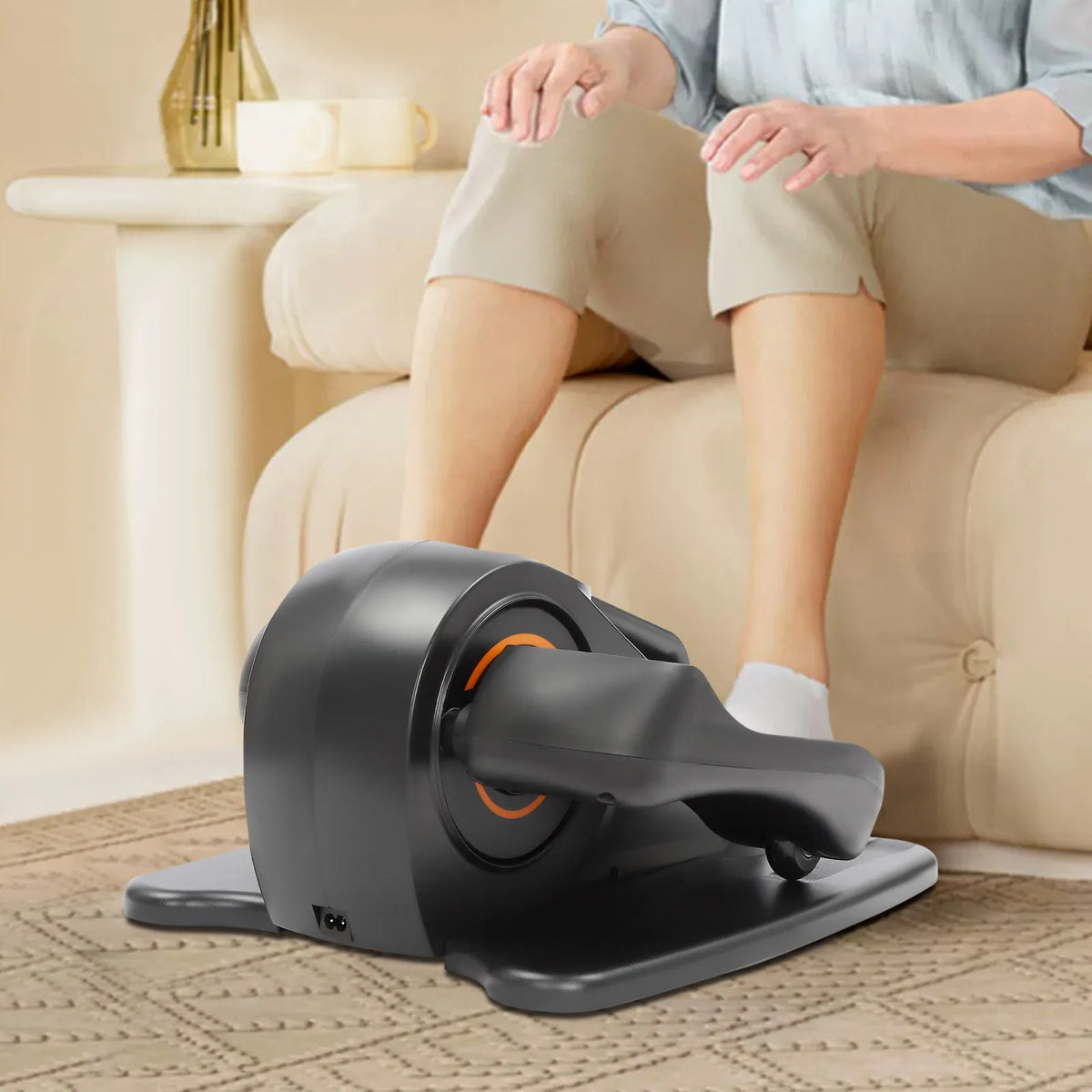 Under Desk Foot Pedal Elliptical Exerciser, 50W Motorized Trainer Forward & Reverse Direction, LED Display Compact Sitting Exercise Machine for Seniors & Office Workers