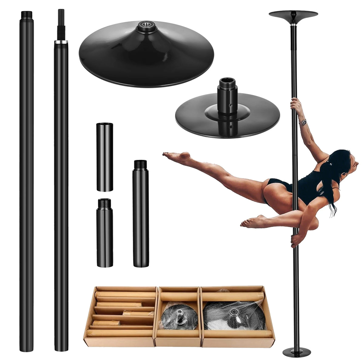 Dance Pole Static Dancing Pole, Portable Removable Training Dance Pole for Home Club Bar Gym, 7-9Ft Height Adjustable & Weight Capacity 500lb