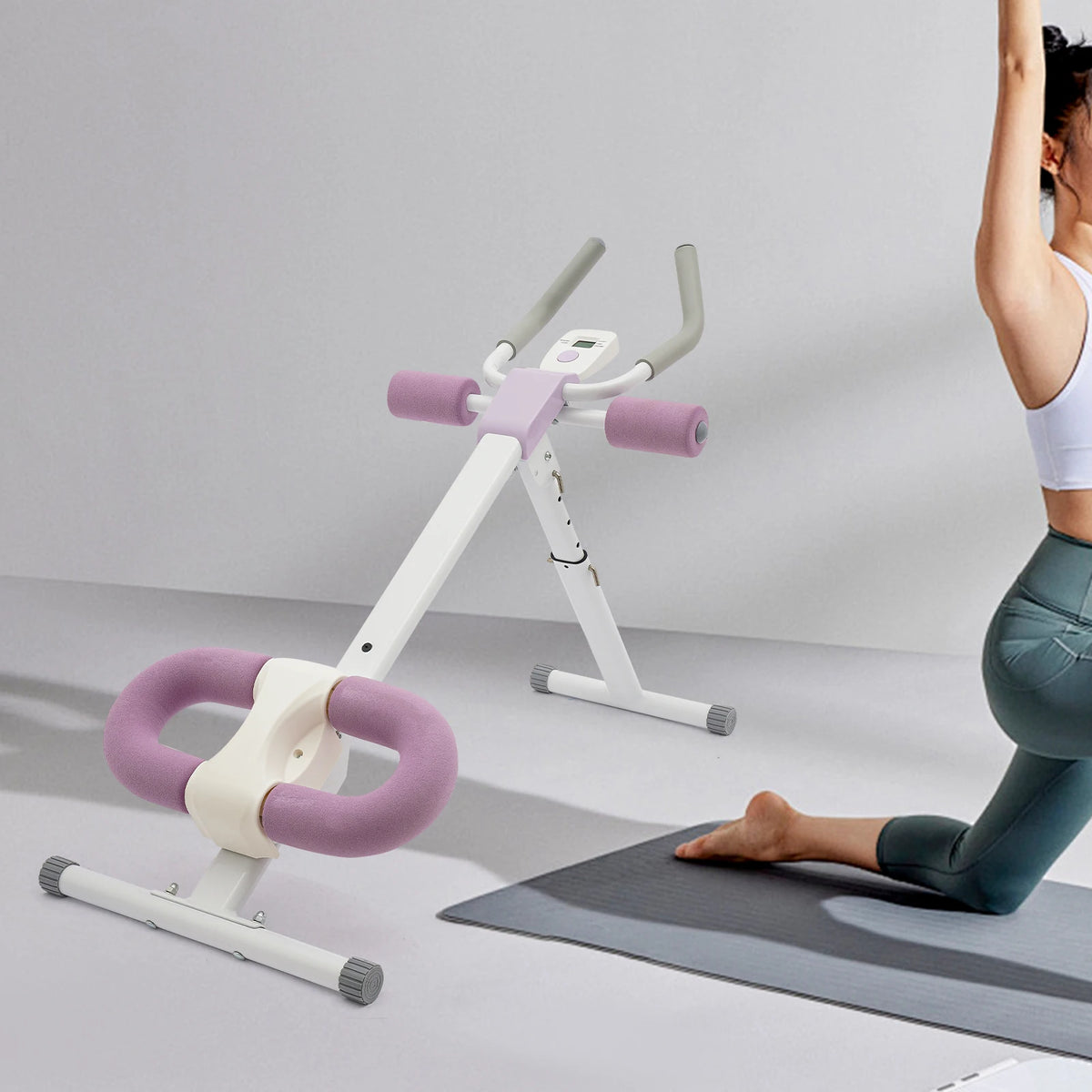 Foldable Abdominal Trainer Machine, Ab Workout Equipment with 2 Levels Incline & 5 Height Adjustable for Home Gym