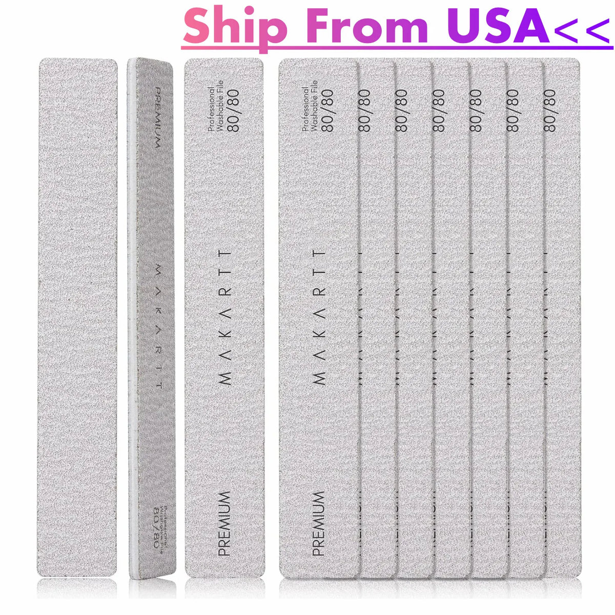 Makartt Nail File 10Pcs Emery Boards for Nails, 80 /80 100/180 Grit Professional Doubled Sides Coarse Toenail Filer Heavy Duty