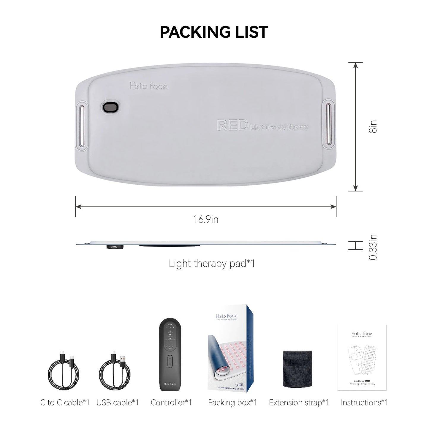 Hello Face Near Infrared Red Light Therapy Belt Waterproof and Sweatproof LED light Pad For Pain Relief