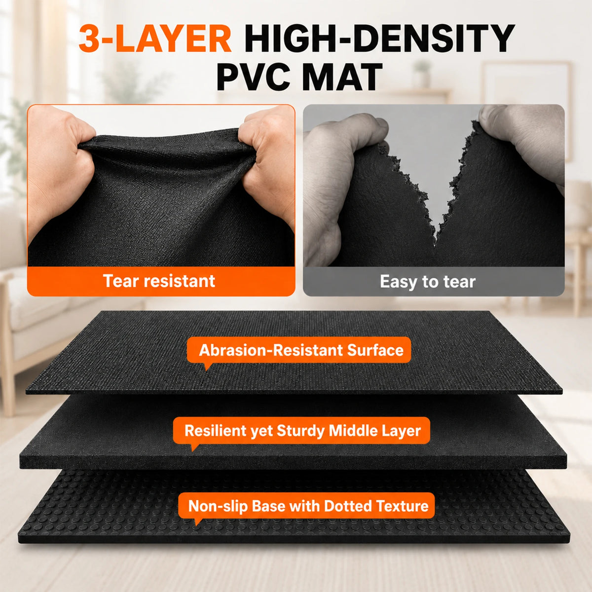Extra Large Double Yoga Mat 8x6 feet Foldable Non-Slip PVC Exercise Mat 7mm Thick Shock Absorbing Cushion for Pilates Stretching Fitness Home Gym Couple Workout Portable Easy Storage Travel Mat for Men Women